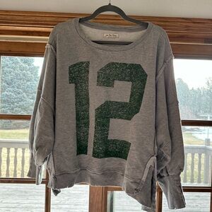 FP Movement by Free People Gray Sweater with Green Number